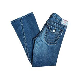 TRUE RELIGION Joey Twisted Stitch Flare Stretch Blue Jeans Women’s 30 30x27
